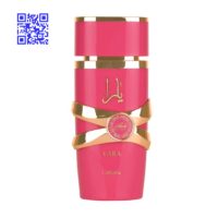 تصویر شیشه عطر یارا کندی با طراحی لوکس و رنگ‌های طلایی و صورتی فروشگاه آنلاین عزیز پرفیوم